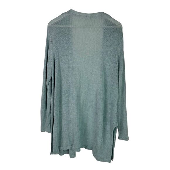 J. Jill Large Petite Blue Longline Linen Cardigan Sweater - Picture 2 of 7